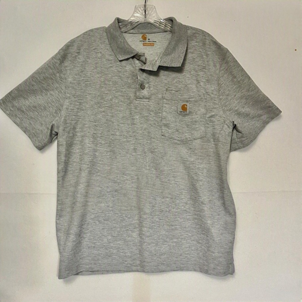 Carhartt Mens Original Fit Cotton Polo Shirt Gray M K570 034 Workwear Pocket